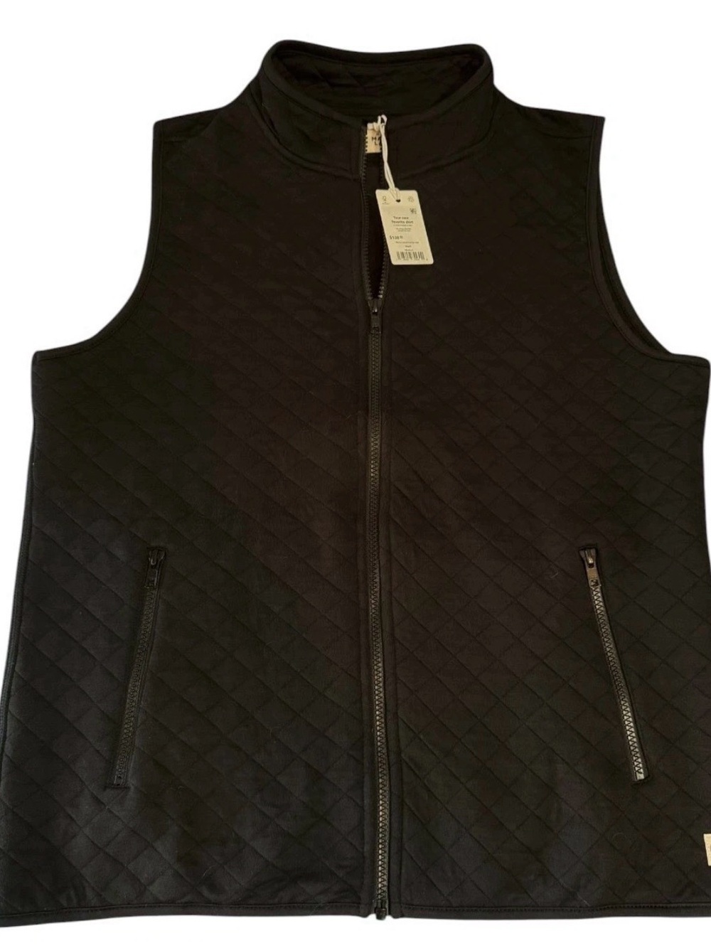 Marine Layer Black Quilted Full-Zip Vest NWT